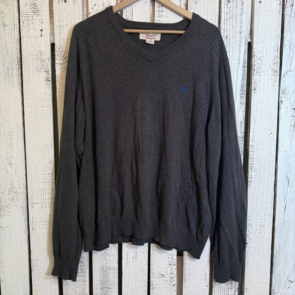 Penguin 90s Grunge Vibe Sweater Mens XXL Pullover Long Sleeve Gray V-Neck Cotton - Picture 1 of 8